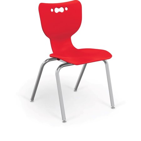 MOORECO Hierarchy School Chair, 4 Leg, 18" Chrome Frame, Red Armless Shell, PK5 53318-5-RED-NA-CH